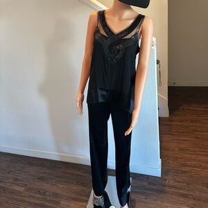 Elegant Black Women's set silk